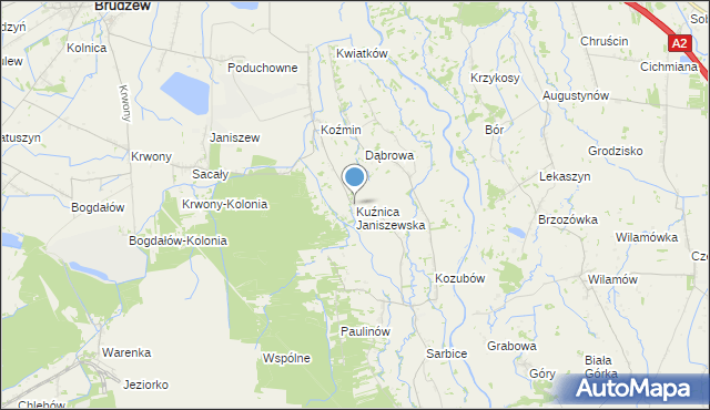 mapa Kuźnica Janiszewska, Kuźnica Janiszewska na mapie Targeo